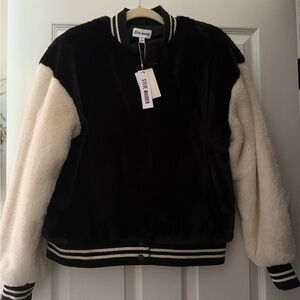 Steve Madden Varsity Jacket in Black and Cream